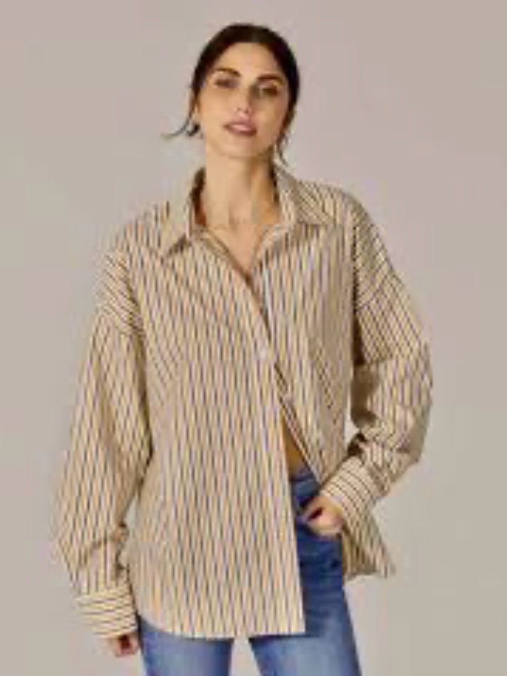 Favorite Daughter Striped Button-Down Shirt in Yellow, Navy & White